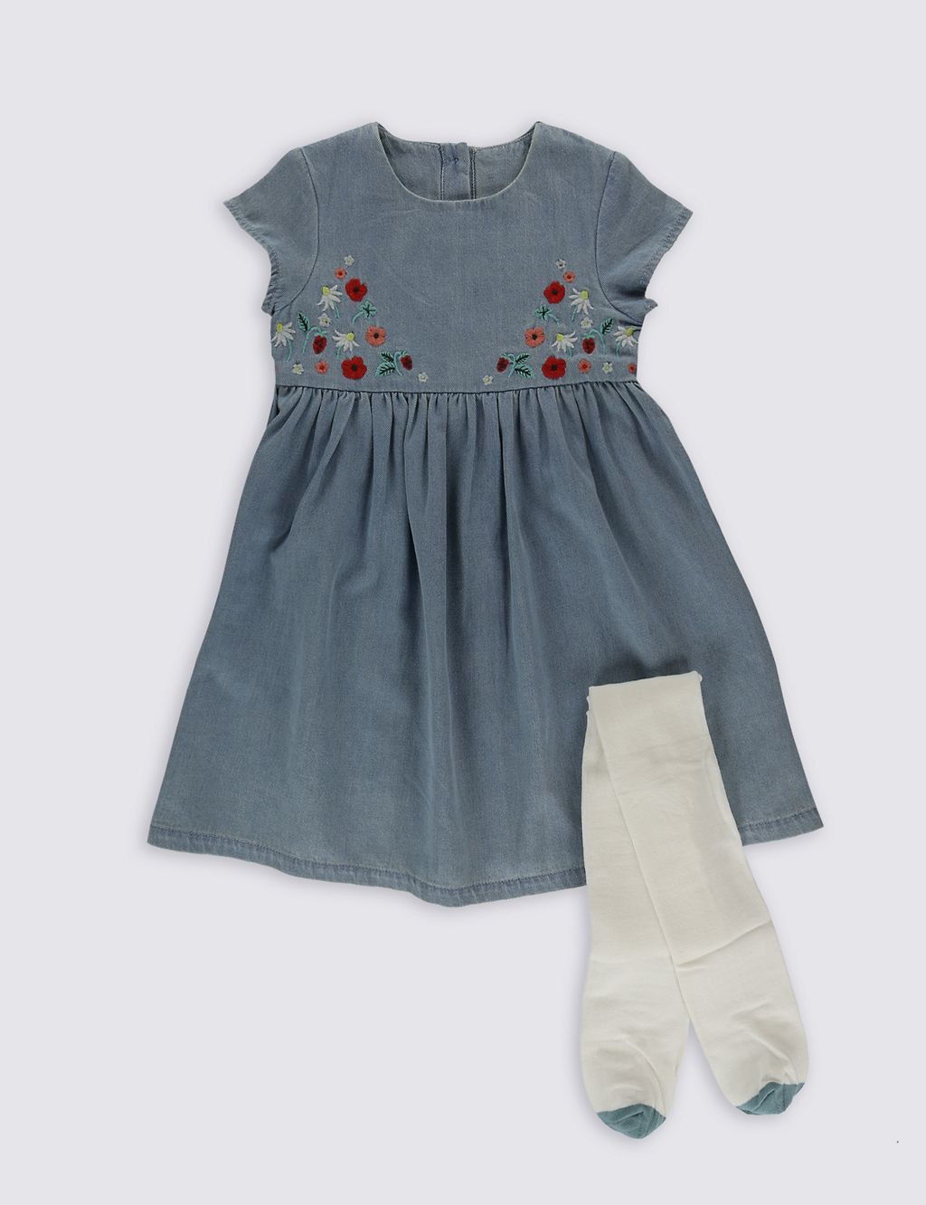 2 Piece Denim Dress with Tights 3 of 6