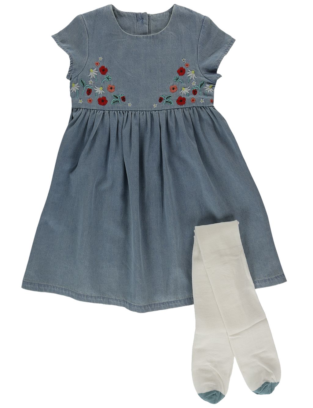2 Piece Denim Dress with Tights 5 of 6