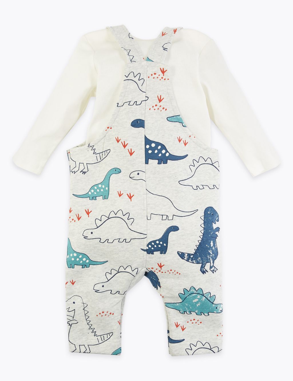 2 Piece Dinosaur Print Dungaree Outfit (0 Mths-36 Mths) | M&S