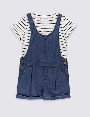 2 Piece Dungaree & T-Shirt Outfit (5-14 Years) Image 2 of 5