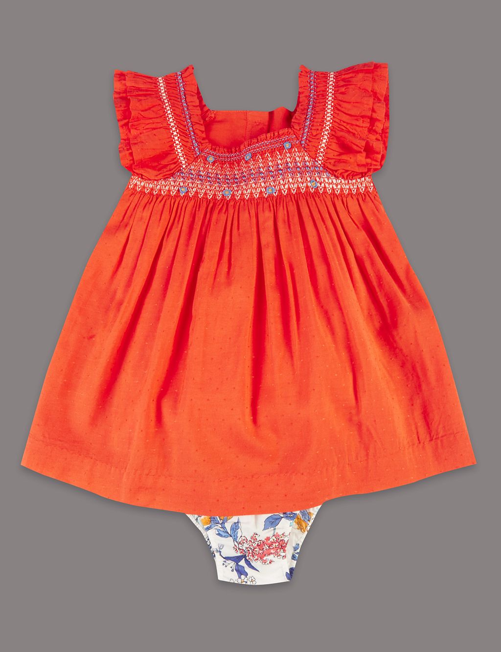 2 Piece Embroidered Dress with Knickers 3 of 7