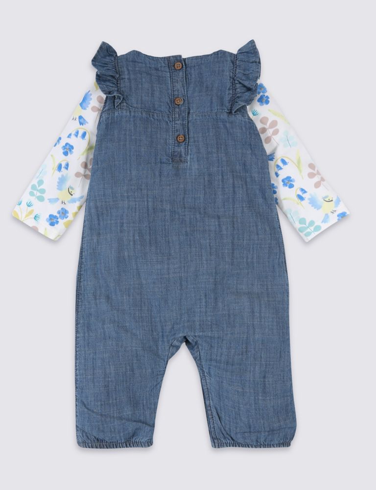 2 Piece Embroidered Dungarees & Bodysuit Outfit 2 of 5