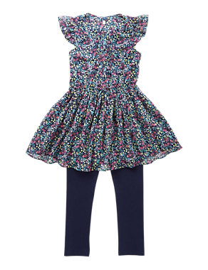 2 Piece Floral Dress & Leggings Outfit (5-14 Years) Image 2 of 3