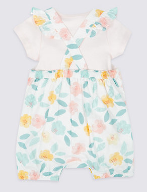 2 Piece Floral Dungarees with Bodysuit Outfit Image 2 of 5