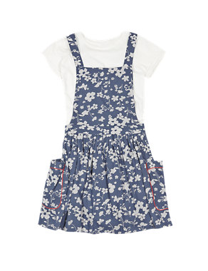 2 Piece Floral Pinafore & T-Shirt Outfit (5-14 Years) Image 2 of 3