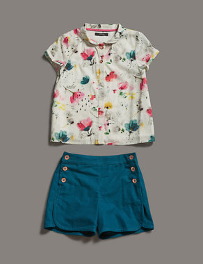 2 Piece Floral Top & Shorts Outfit (1-7 Years) Image 2 of 3