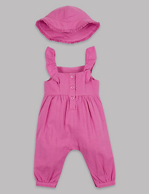 2 Piece Frill Sleeve Romper & Hat Outfit Image 2 of 5