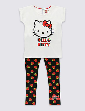 2 Piece Hello Kitty Cotton Rich Top & Leggings Outfit (1-7 Years) Image 2 of 3