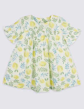 2 Piece Lemon Print Dress with Hat Outfit Image 2 of 5