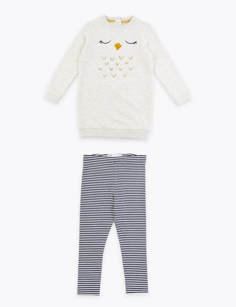 2 Piece Owl Print Striped Outfit (3 Months - 7 Years) 2 of 5