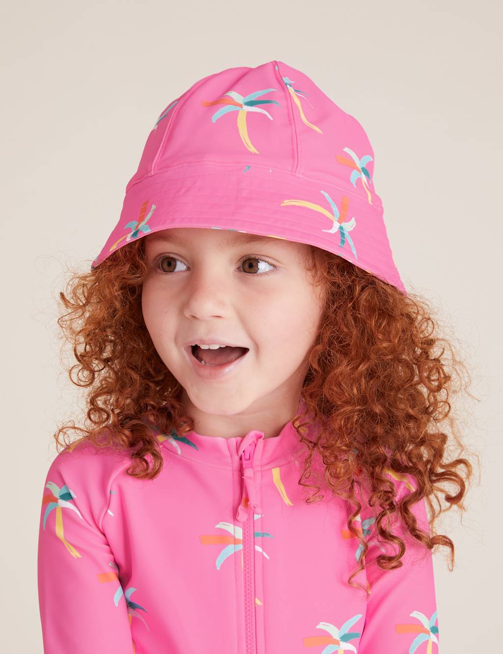 2 Piece Palm Print Swimsuit & Hat Set (27 Yrs) M&S