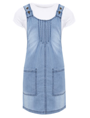 2 Piece Pintuck Denim Pinafore & Top Outfit Image 2 of 6