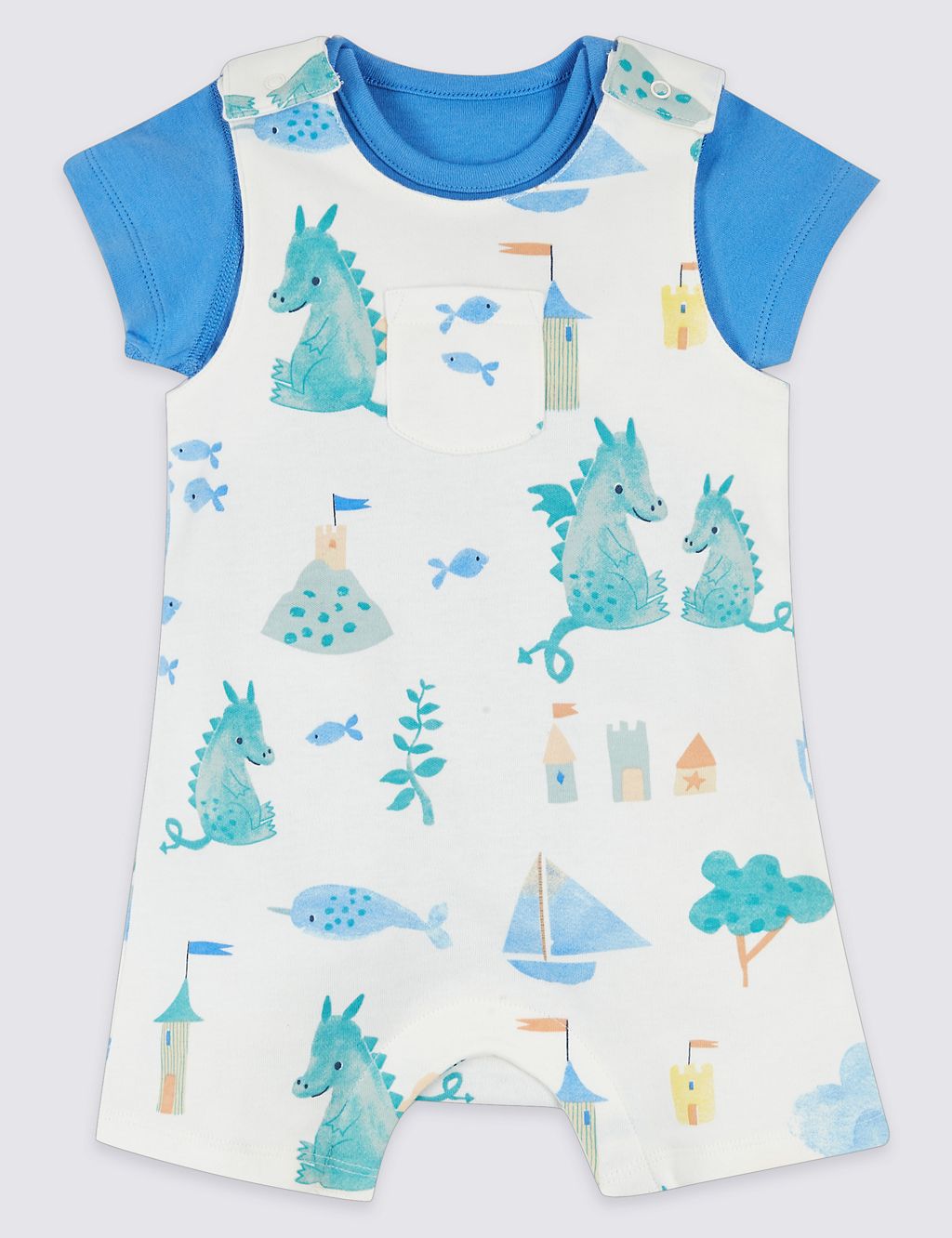 2 Piece Print Dungarees with Bodysuit 3 of 5