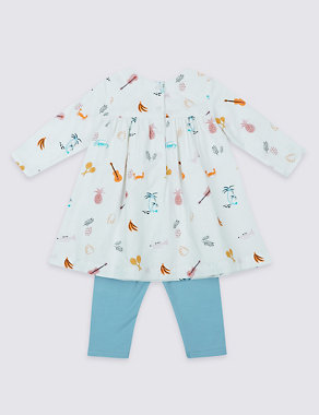 2 Piece Printed Baby Dress with Leggings Image 2 of 5