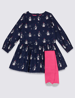 2 Piece Printed Dress with Tights Outfit (3 Months - 6 Years) Image 2 of 4