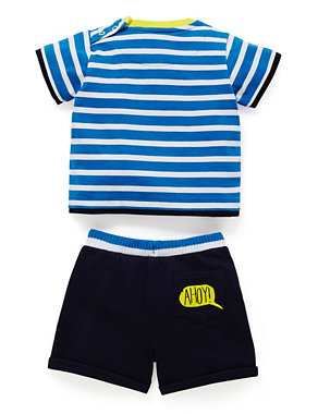 2 Piece Pure Cotton Anchor Print T-Shirt & Shorts Outfit Image 2 of 5