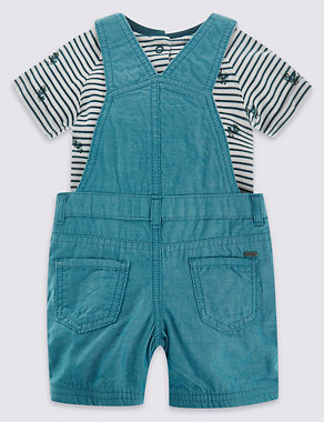 2 Piece Pure Cotton Bodysuit & Bibshort Dungaree Outfit Image 2 of 5