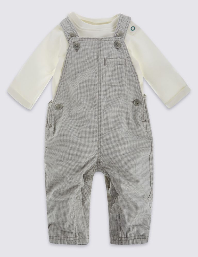 2 Piece Pure Cotton Bodysuit & Dungaree Outfit 1 of 6
