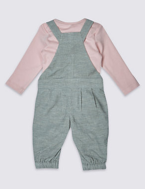 2 Piece Pure Cotton Cord Dungarees Outfit Image 2 of 4
