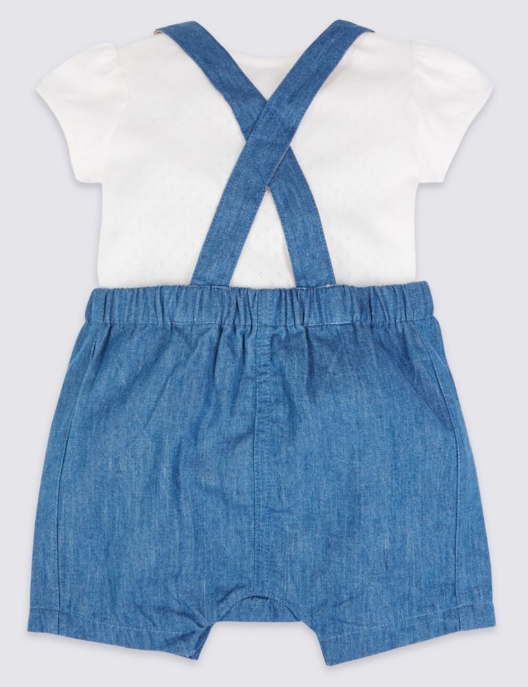 2 Piece Pure Cotton Dungarees & Bodysuit Outfit 2 of 5