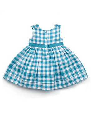 2 Piece Pure Cotton Gingham Checked Dress with Knicker Image 2 of 4