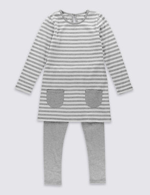 2 Piece Pure Cotton Jersey Striped Outfits (3 Months - 5 Years) Image 2 of 4
