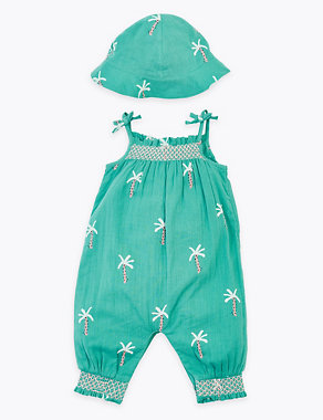 2 Piece Pure Cotton Palm Tree Romper Outfit (0-3 Yrs) Image 2 of 8