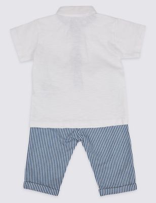 2 Piece Pure Cotton Polo Shirt & Trousers Outfit Image 2 of 5