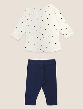 2 Piece Pure Cotton Spotted Outfit (0-3 Yrs) Image 2 of 4