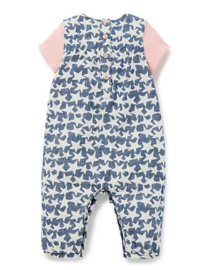 2 Piece Pure Cotton Star Print Dungaree & Bodysuit Outfit Image 2 of 3