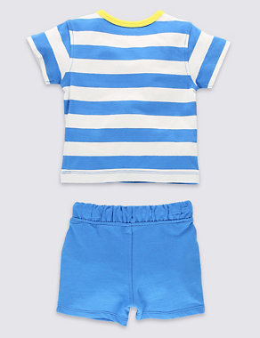 2 Piece Pure Cotton Striped Top & Shorts Outfit Image 2 of 3