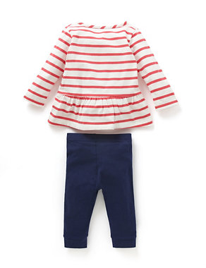 2 Piece Pure Cotton Striped Tunic & Leggings Outfit Image 2 of 4
