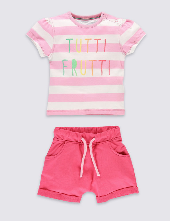 2 Piece Pure Cotton T-Shirt & Shorts Outfit Image 1 of 2