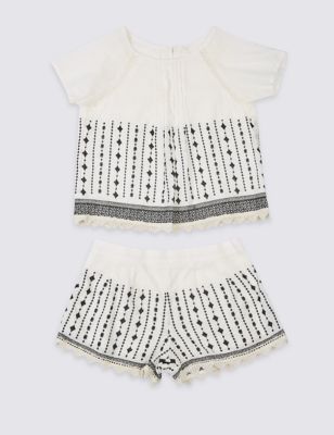 2 Piece Pure Cotton Top & Shorts Outfit (3 Months - 5 Years) Image 2 of 4