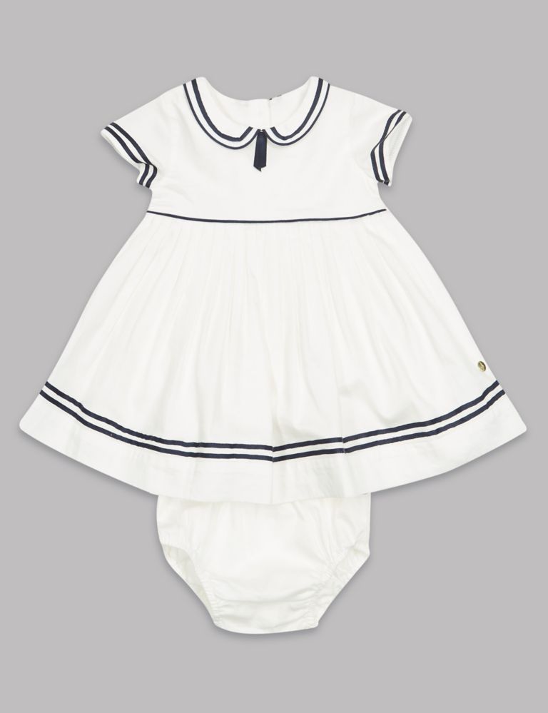 2 Piece Pure Cotton Woven Dress and Knicker 1 of 7
