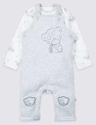 2 Piece Quilted Dungarees & Bodysuit Outfit, Tiny Tatty Teddy