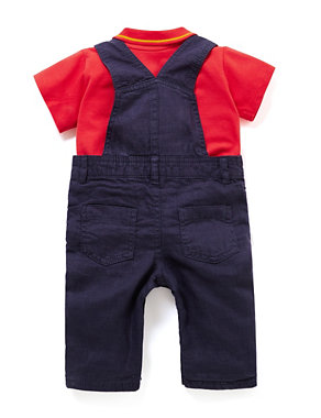 2 Piece Short Sleeve T-Shirt & Aeroplane Appliqué Dungaree Outfit Image 2 of 3