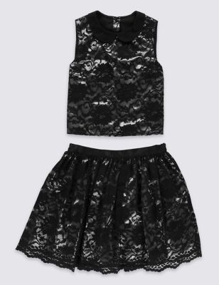 2 Piece Sleeveless Lace Top & Skirt Outfit (5-14 Years) Image 2 of 5