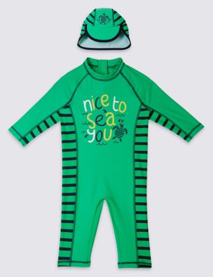 2 Piece Slogan Swim Outfit (0-5 Years) Image 1 of 2