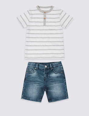2 Piece Top & Denim Shorts Outfit (3 Months - 7 Years) Image 2 of 4