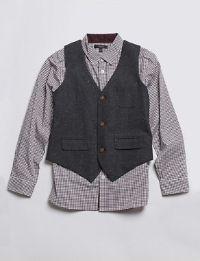 2 Piece Waistcoat & Checked Shirt Outfit (5-14 Years) Image 2 of 3