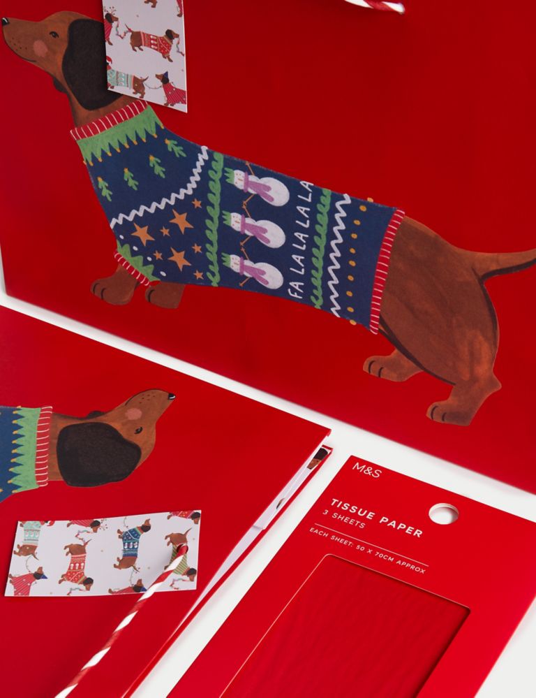 Sausage Dog Christmas Wrapping Paper Kit, Dachshund Wrapping Paper