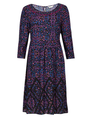 2 Tier Abstract Print Tunic Dress Image 2 of 4