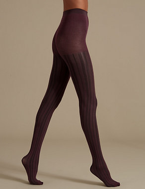 2 Tone Ribbed Opaque Tights Image 2 of 3