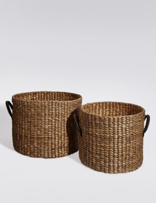 2 Water Hyacinth Storage Baskets M&S
