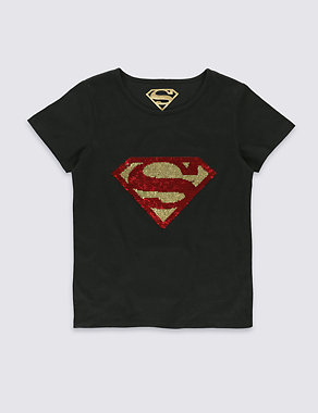 2 Way Sequin Superman T-Shirt (5-14 Years) Image 2 of 3