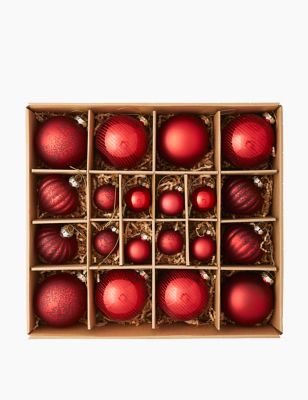 20 Pack Red Mix Glass Baubles Image 2 of 3