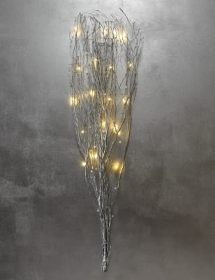 20 PreLit LED Silver Christmas Twigs Decoration M&S