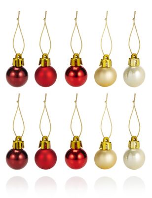 20 Red & Gold Mini Bauble Present Toppers Image 1 of 1