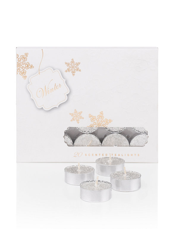 20 Winter Glitter Scented Tealights Image 1 of 1